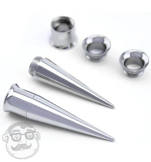 1 Gauge (7mm) Stainless Steel Taper & Tunnel Ear Stretching Kit (6 Piece)