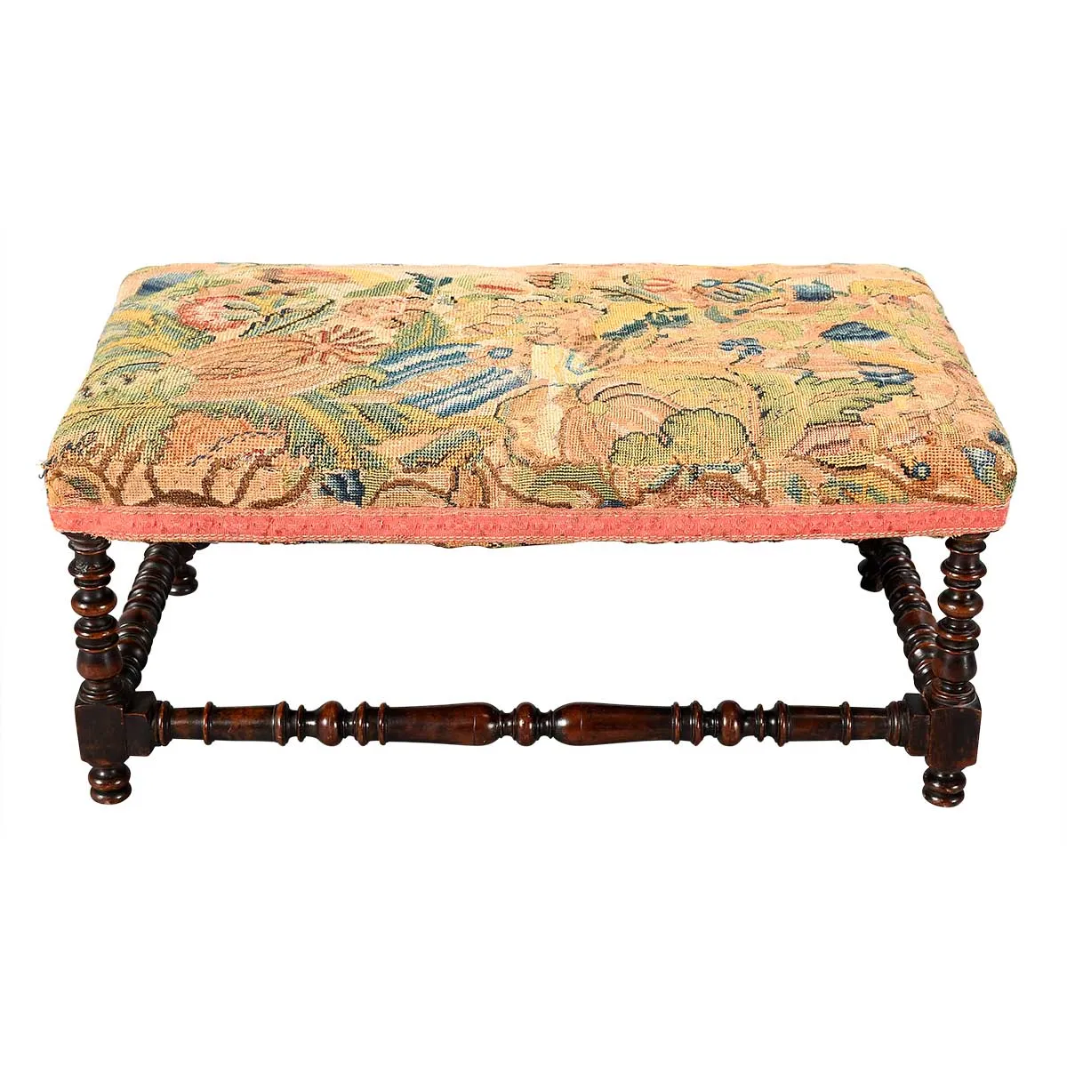 A Long William and Mary Period Walnut Stool