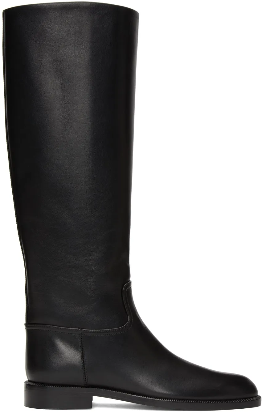 Brock Collection Black Flat Riding Boots