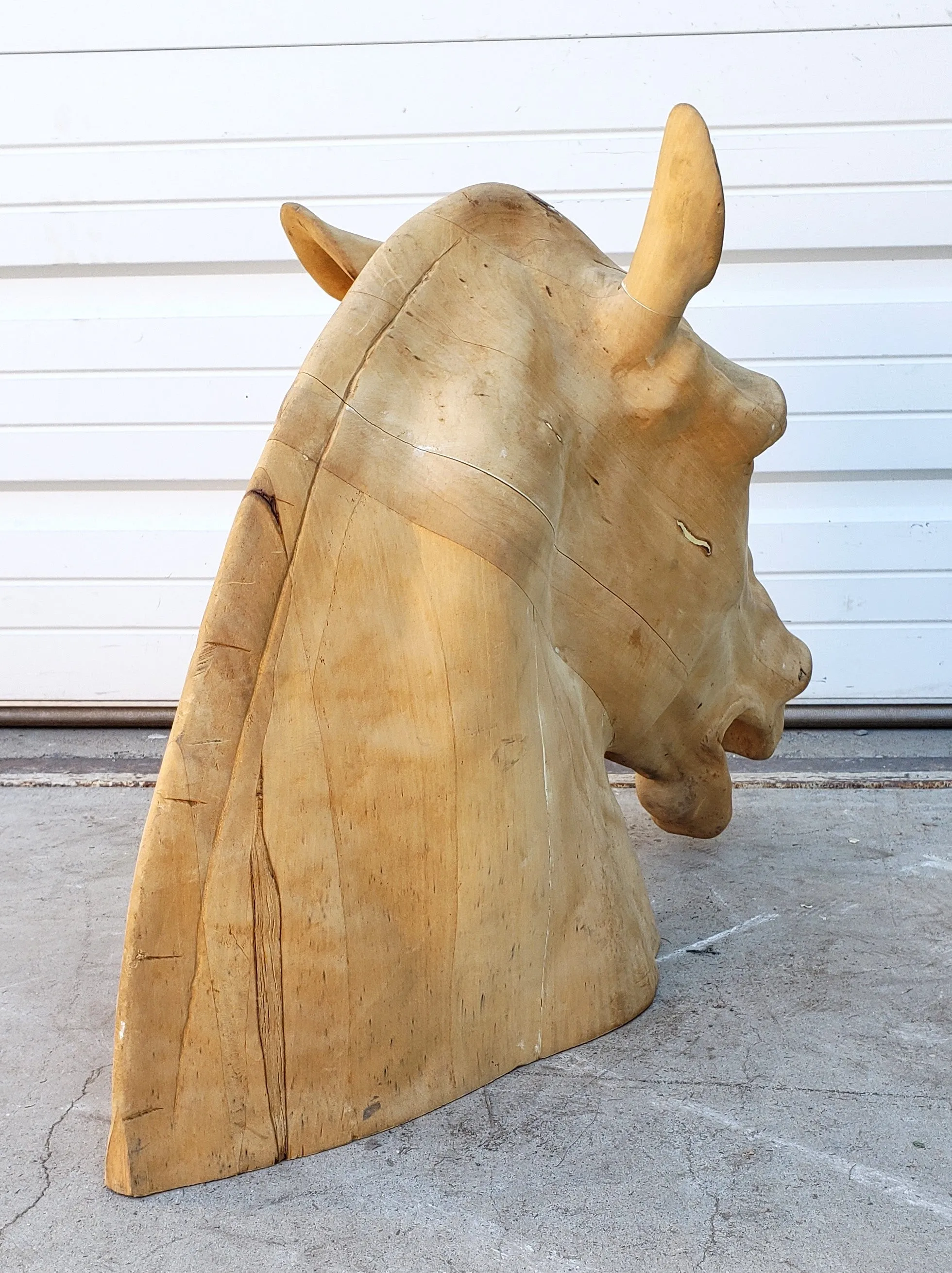 Carved Wood Equestrian Horse Head Statue