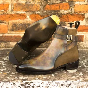 Chameleon - Unique Handcrafted khaki lux suede   green patina Jodhpur by Le Ruux