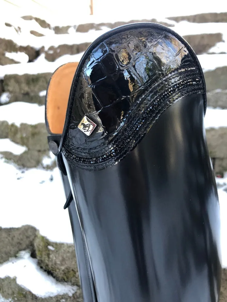 Custom DeNiro Bellini Dressage Boot - Brushed Black with Black Lucidi Lisa Top & Fineline