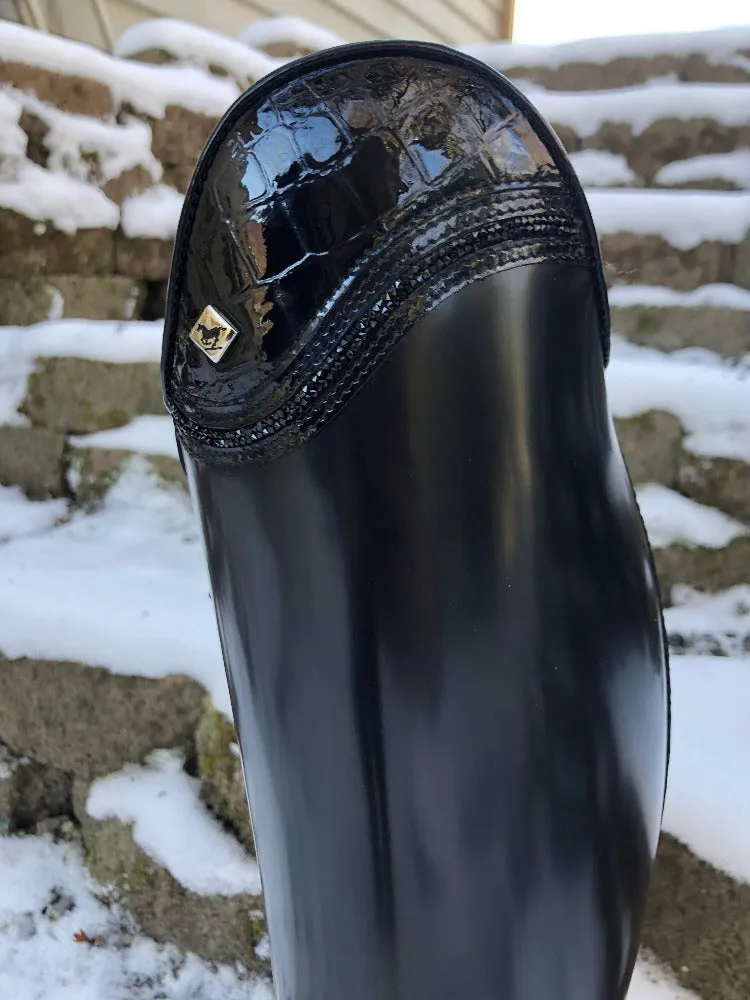 Custom DeNiro Bellini Dressage Boot - Brushed Black with Black Lucidi Lisa Top & Fineline