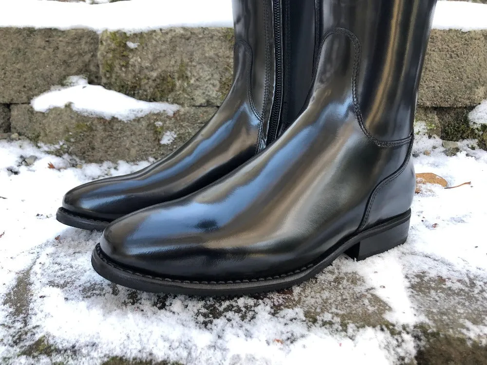 Custom DeNiro Bellini Dressage Boot - Brushed Black with Black Lucidi Lisa Top & Fineline