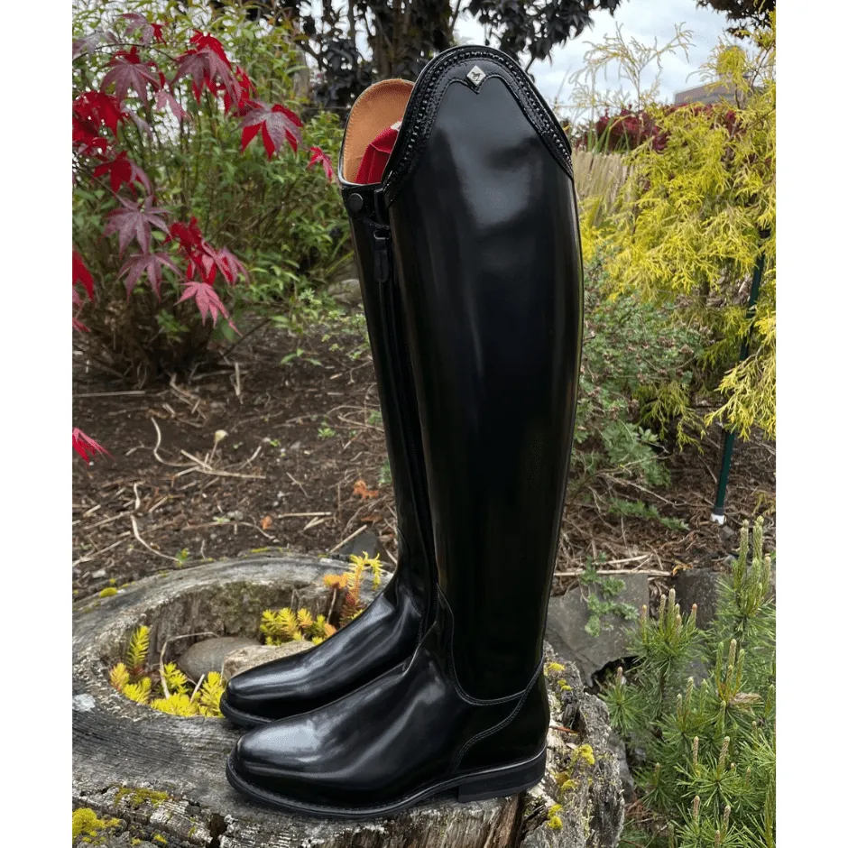 Custom DeNiro Bellini Dressage Boot - Brushed Black with Black Lucidi Rondine & Crystals