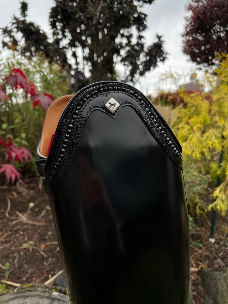 Custom DeNiro Bellini Dressage Boot - Brushed Black with Black Lucidi Rondine & Crystals
