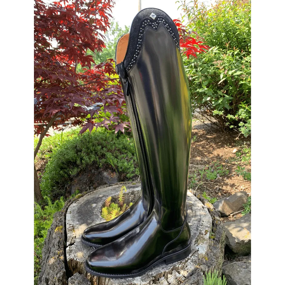 Custom DeNiro Bellini Dressage Boot - Brushed Black with Stardust & Jet Crystal Pearl Rondine