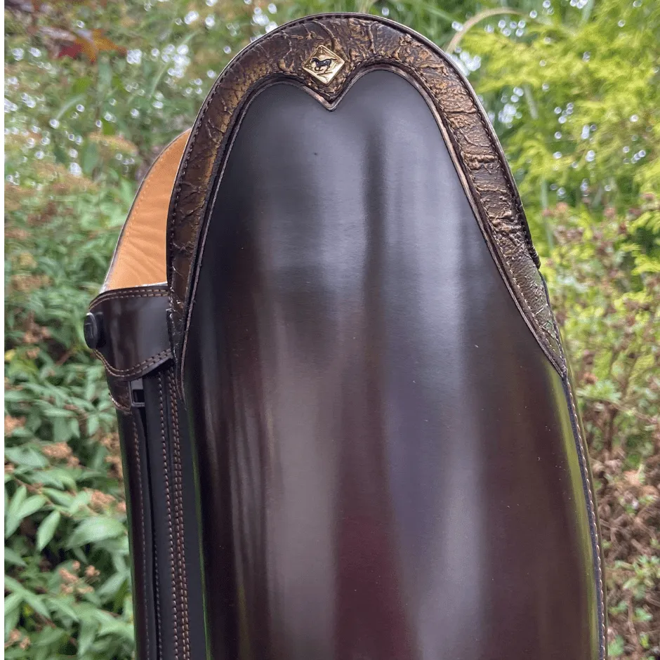 Custom DeNiro Bellini Dressage Boot - Brushed Brown with Caramello Graffiti  Top