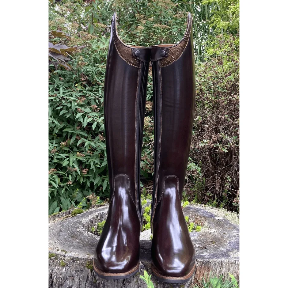 Custom DeNiro Bellini Dressage Boot - Brushed Brown with Caramello Graffiti  Top
