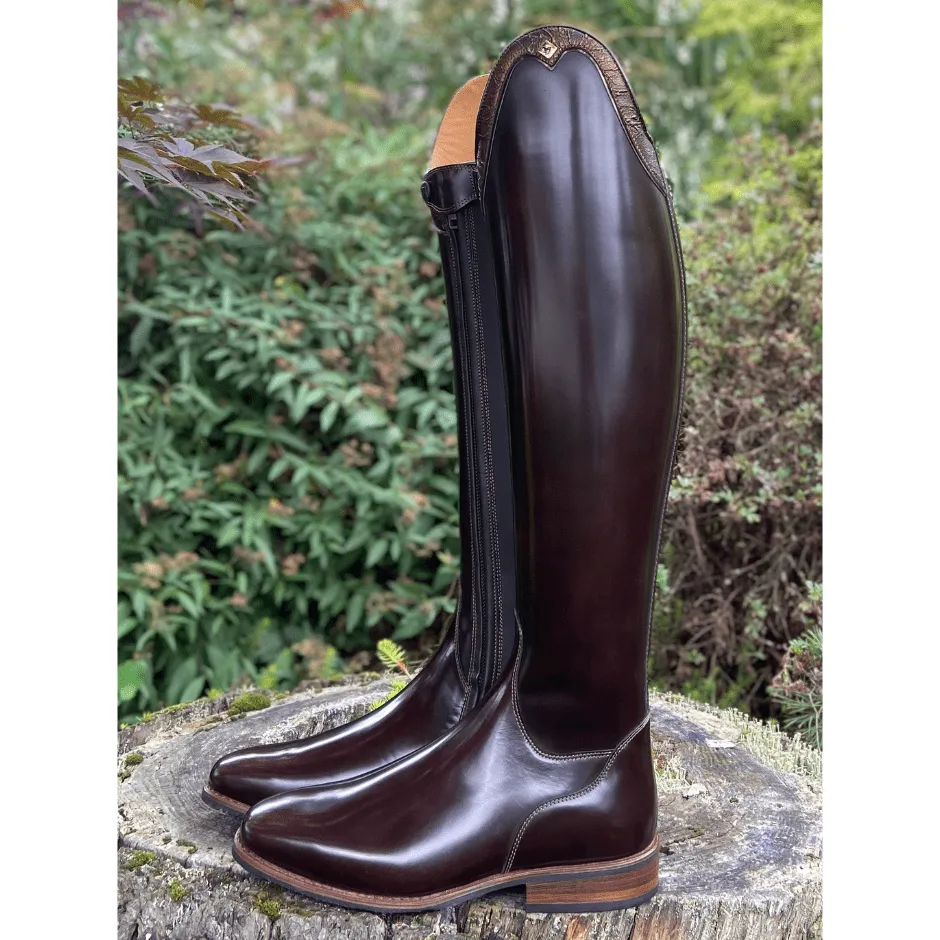 Custom DeNiro Bellini Dressage Boot - Brushed Brown with Caramello Graffiti  Top