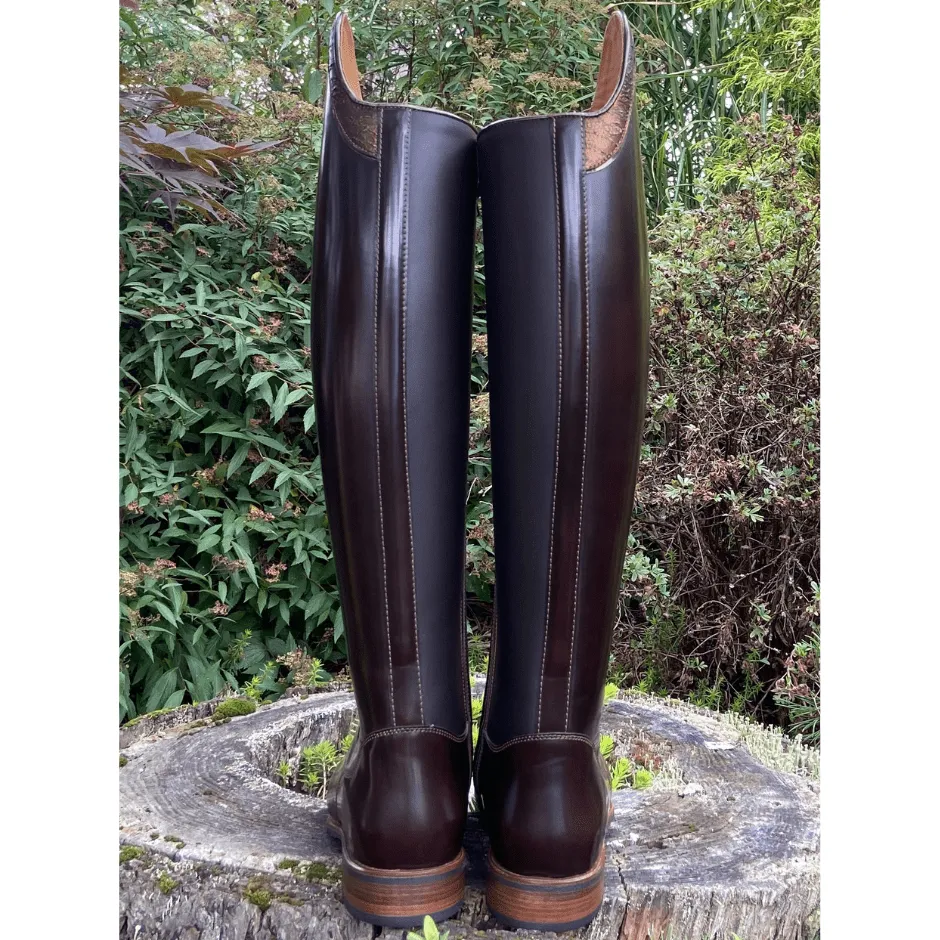 Custom DeNiro Bellini Dressage Boot - Brushed Brown with Caramello Graffiti  Top