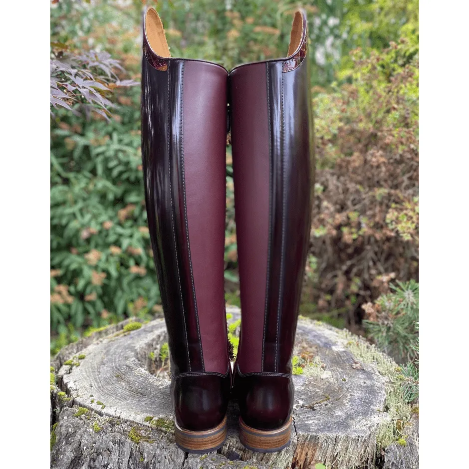 Custom DeNiro Bellini Dressage Boot - Brushed Burgundy with Lucidi Burgundy Rondine