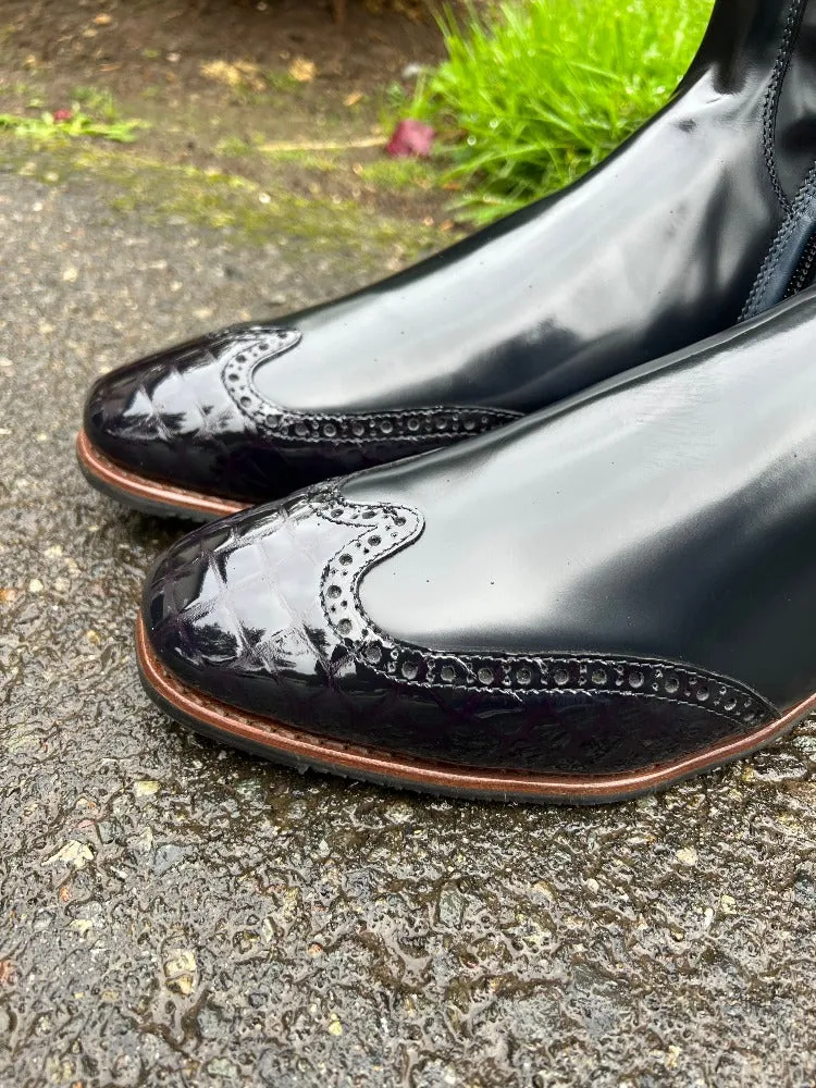 Custom DeNiro Bellini Dressage Boot - Brushed Navy & Navy Lucidi Rondine