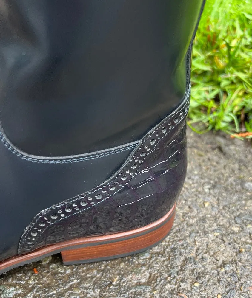 Custom DeNiro Bellini Dressage Boot - Brushed Navy & Navy Lucidi Rondine