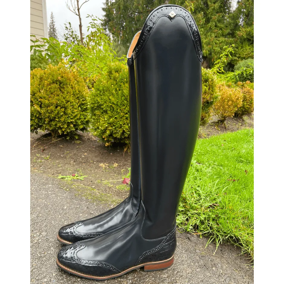 Custom DeNiro Bellini Dressage Boot - Brushed Navy & Navy Lucidi Rondine