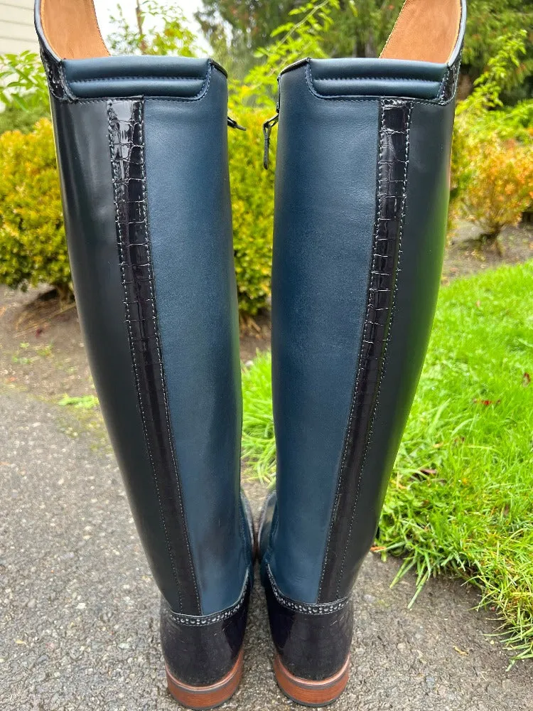 Custom DeNiro Bellini Dressage Boot - Brushed Navy & Navy Lucidi Rondine