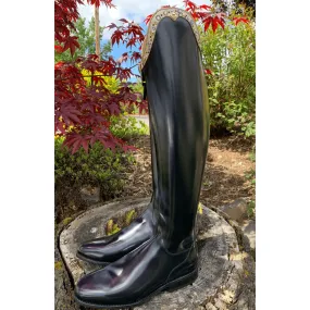 Custom DeNiro Bellini Dressage Boot - Brushed Navy with Luxory Gold Rondine & Swarovski