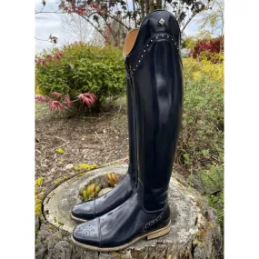 Custom DeNiro Bellini Dressage Boot - Brushed Uniform Blue with Punching & Swarovski