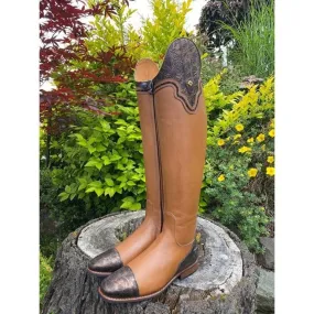 Custom DeNiro Bellini Dressage Boots -  Caprice Nuvolato Nocciola with Greta America Top