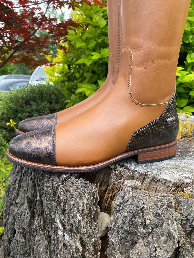 Custom DeNiro Bellini Dressage Boots -  Caprice Nuvolato Nocciola with Greta America Top