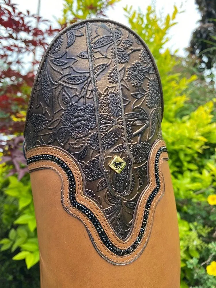 Custom DeNiro Bellini Dressage Boots -  Caprice Nuvolato Nocciola with Greta America Top