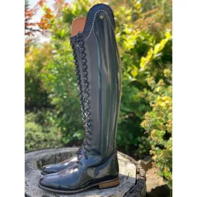 Custom DeNiro Botticelli Dressage Boot - Brushed Blue with Navy Greta & Crystals