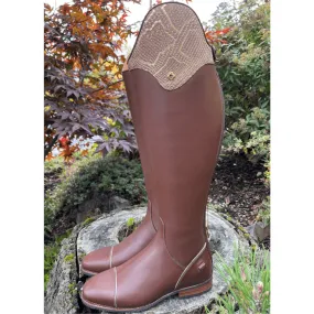 Custom DeNiro Dress Boot S2601 - Brown with Erika Regal Snakeskin & Sinax Platino Piping