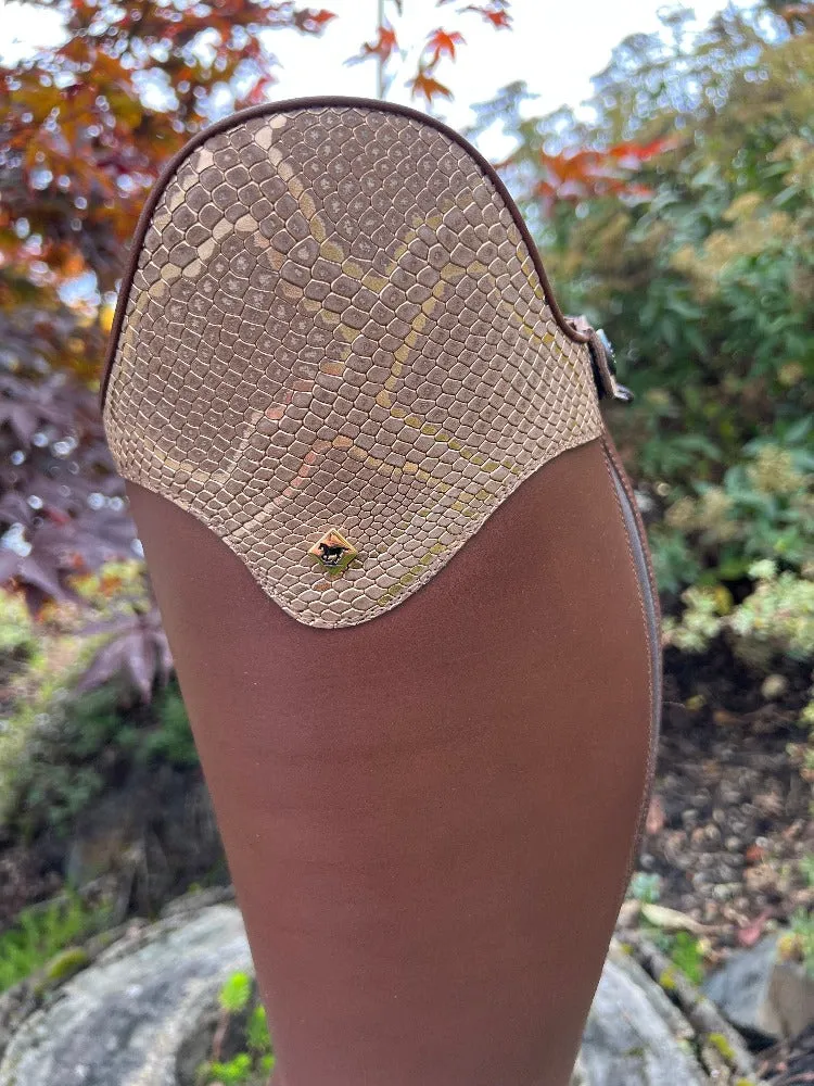 Custom DeNiro Dress Boot S2601 - Brown with Erika Regal Snakeskin & Sinax Platino Piping