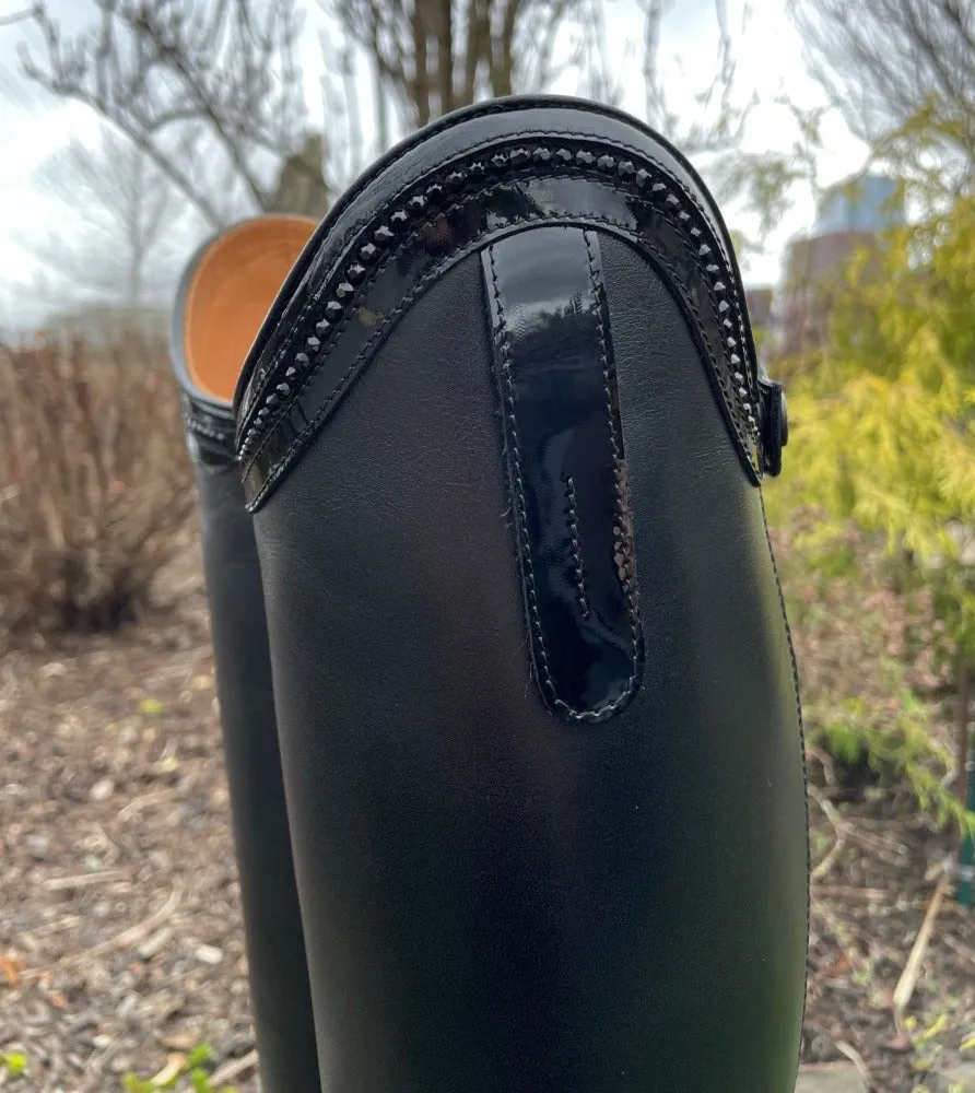 *Custom DeNiro S3602 Field Boot - Black Patent Roma & Swarovski