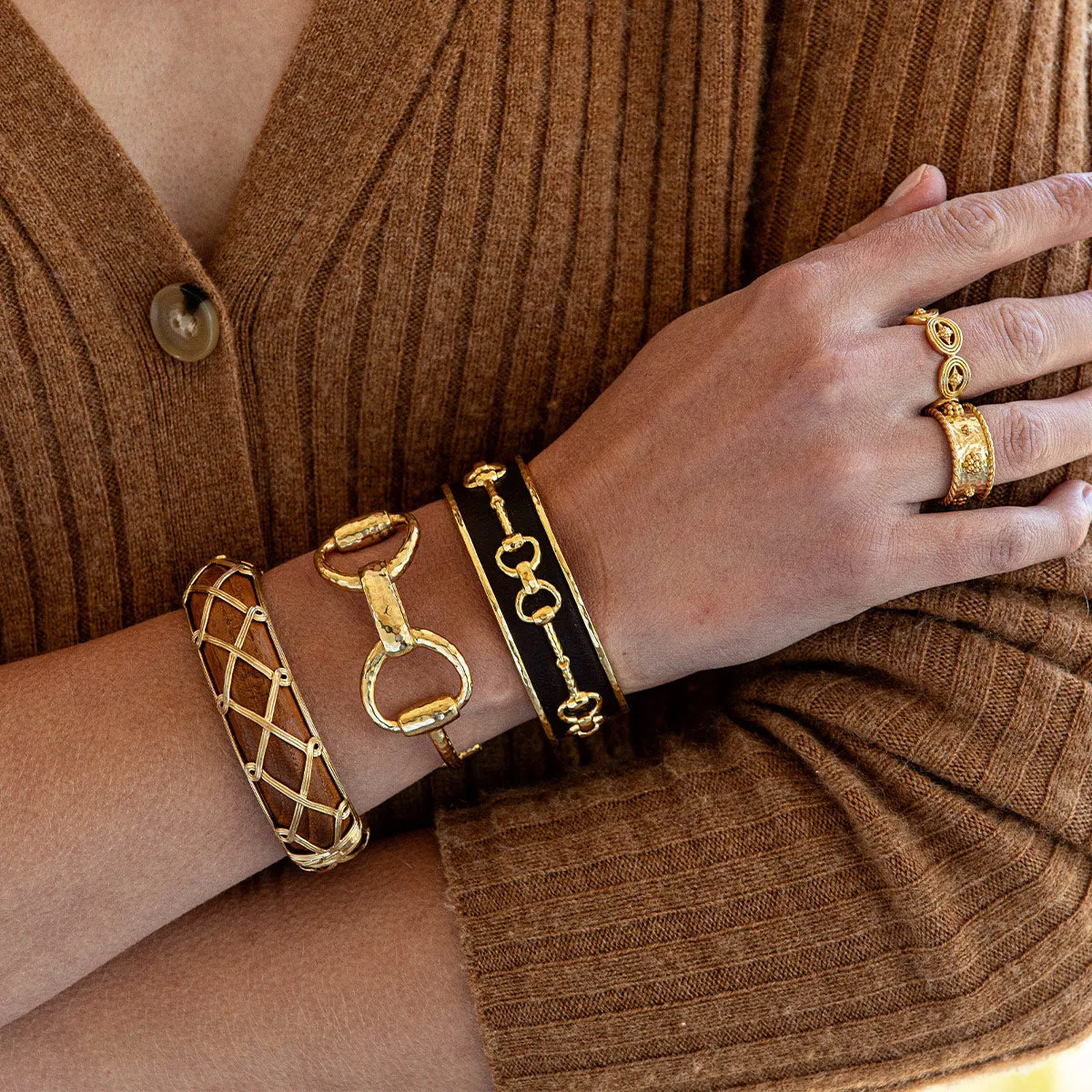 Equestrian Snaffle Bit Cuff - Gold
