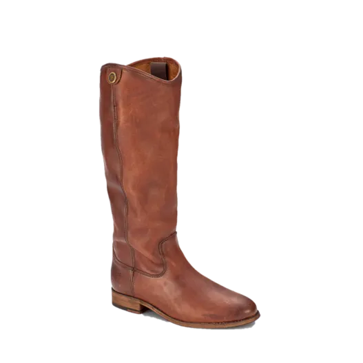 Frye Ladies Melissa Button 2 Tall Cognac Brown Western Boots 3475449-COX