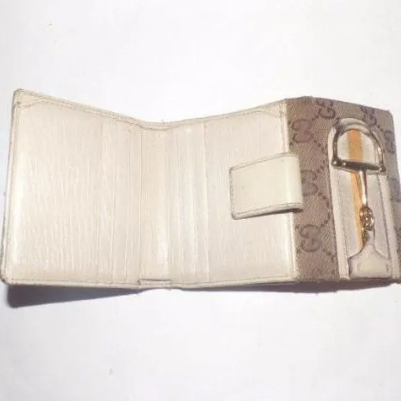 Gucci Brown Large G Logo Canvas & White Tri-fold