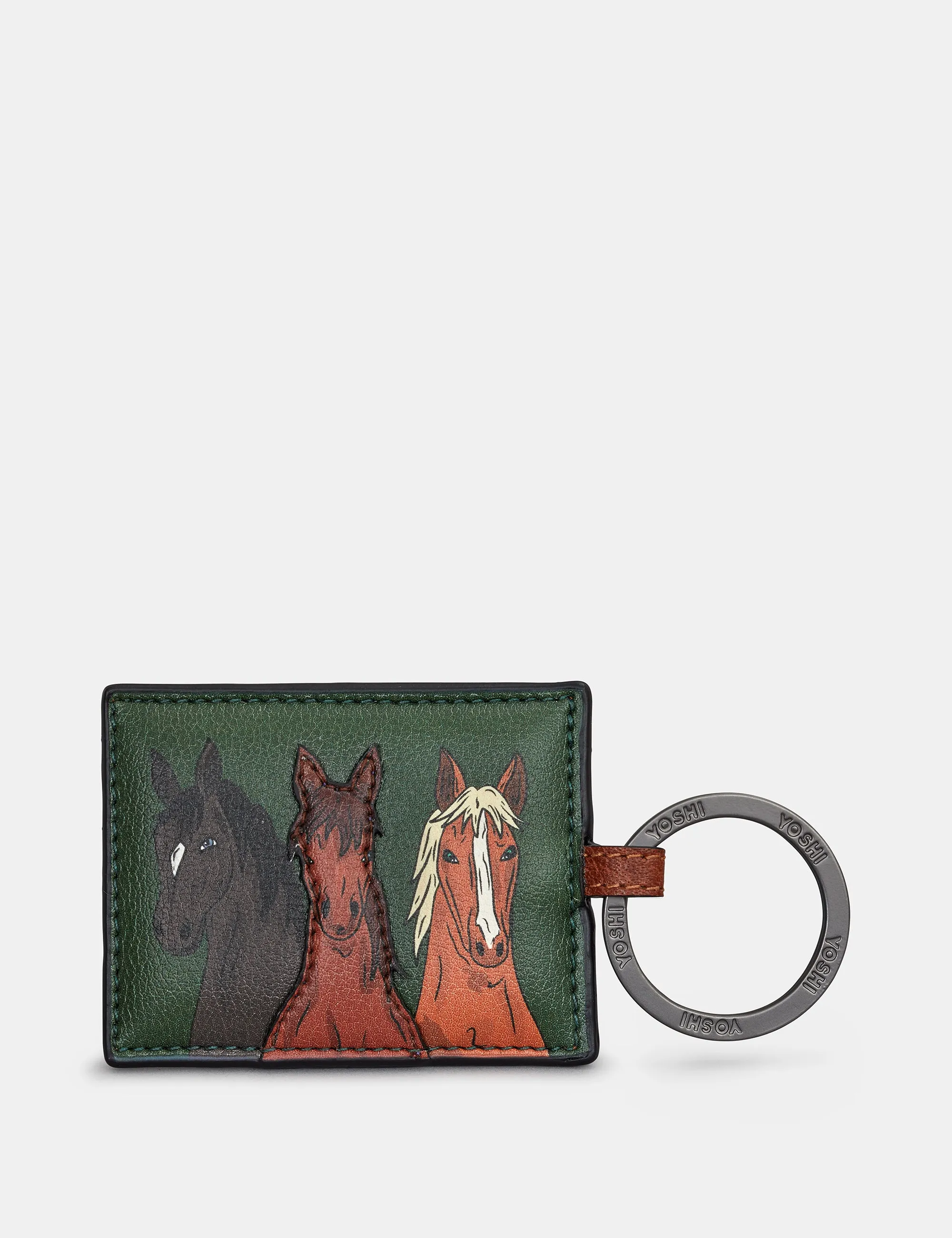 Herd of Horses Leather Keyring