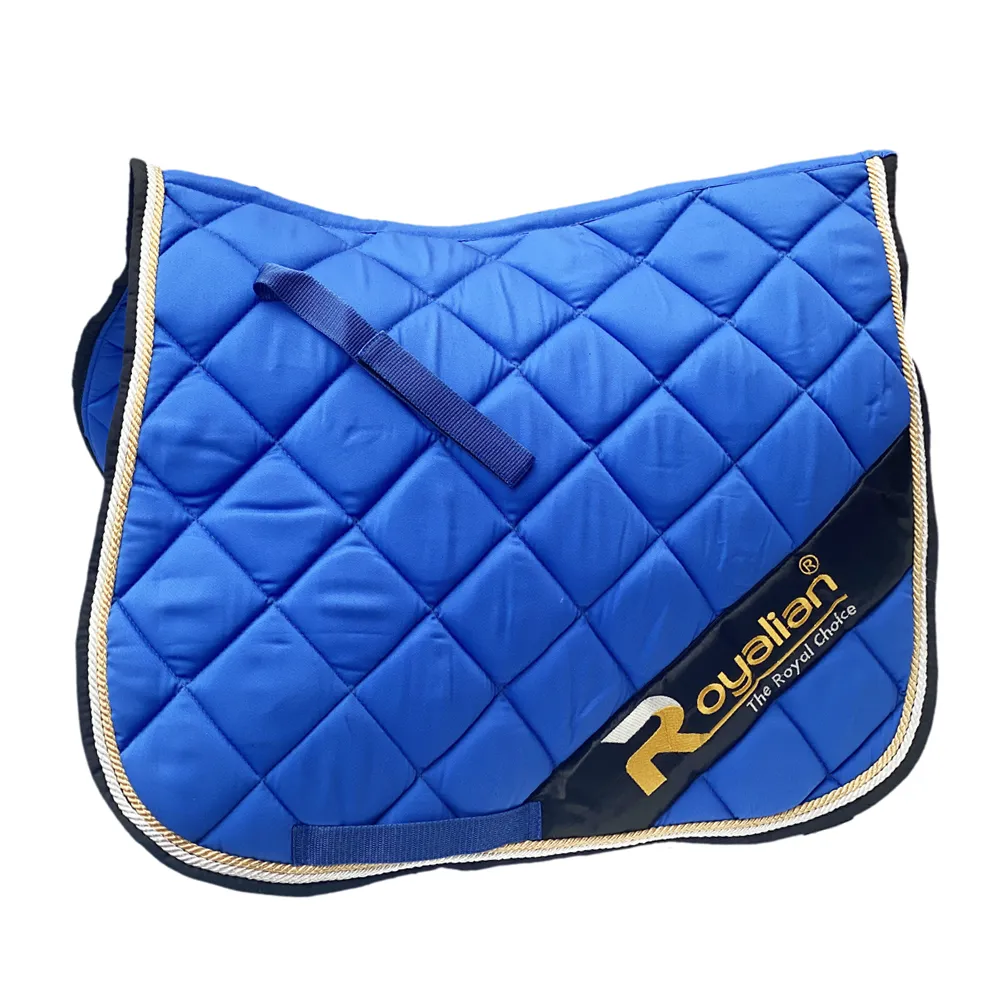 Horse Riding Blue Big Diamond Cotton Dressage Pad Set - One Fly veil – Two Brushing Boots – Two Hind Boots (Full)