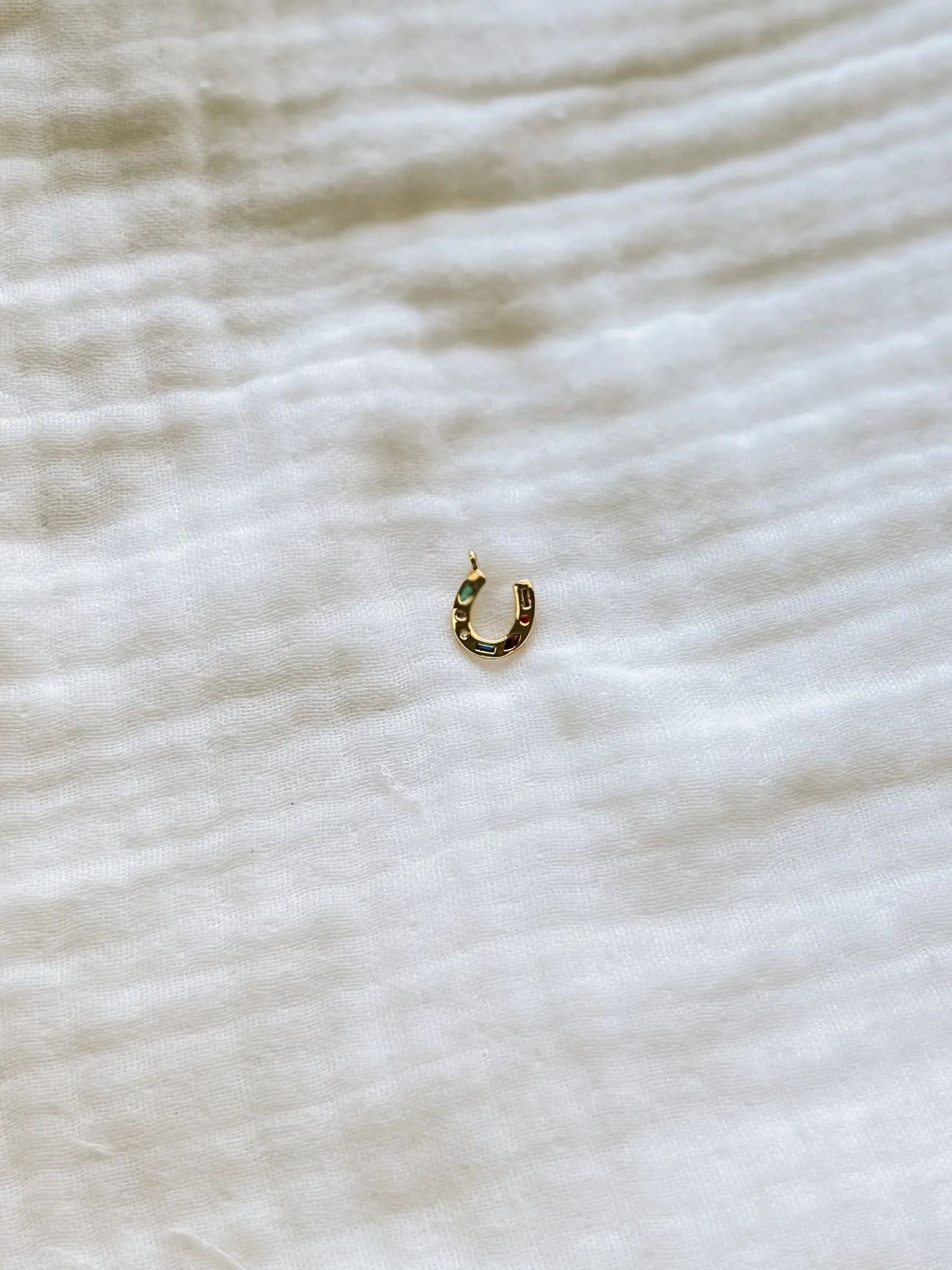 Horse Shoe Charm With Gemstones