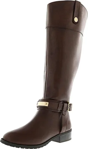 INC Fabbaa Knee-High Leather Equestrian Boot, Cappuccino (Women)
