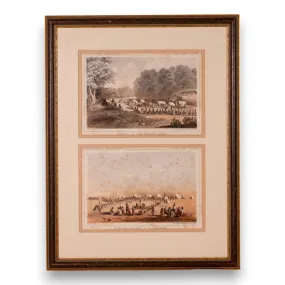 John Mix Stanley Distribution of Goods to Indians USPRR 21x16 Litho Antique 1860