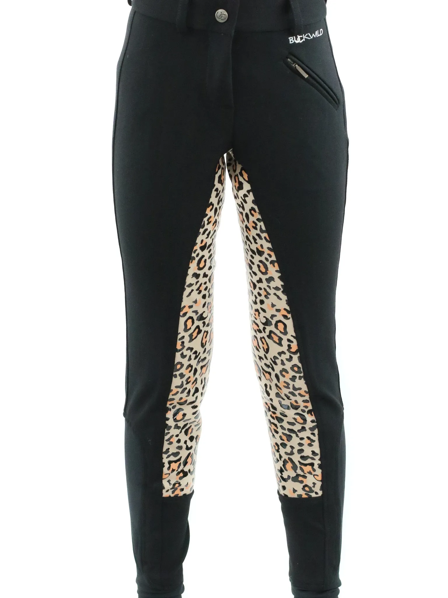 Kid's Signature Mid-Waist Breech | Black   Leopard