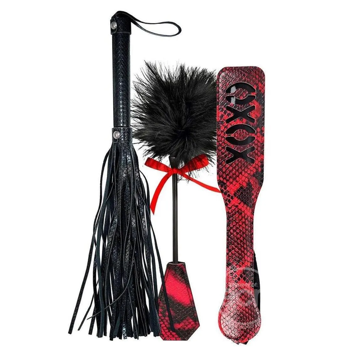 Lovers Kits Whip, Tickle & Paddle - Black/Red