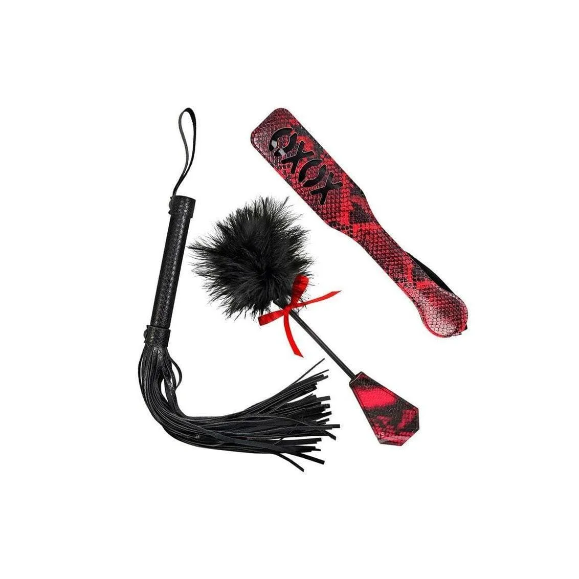 Lovers Kits Whip, Tickle & Paddle - Black/Red