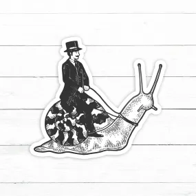 Man Riding Snail Sticker | Waterproof Vinyl | 3in