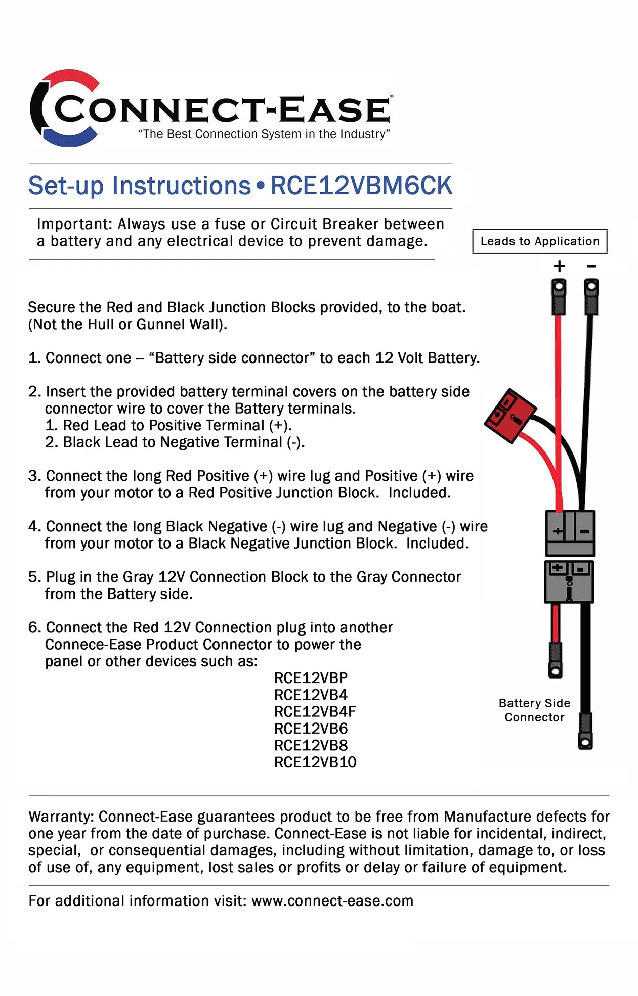 Outboard Motor & Accessory Connection Kit- Complete Kit (RCE12VBM6CK) Lithium Compatible