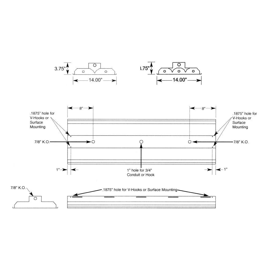 T5HO FLUORESCENT T5NI NARROW 1, 2, 3, 4 & 6 LAMP 4 & 8 FOOT HIGH BAY FIXTURES
