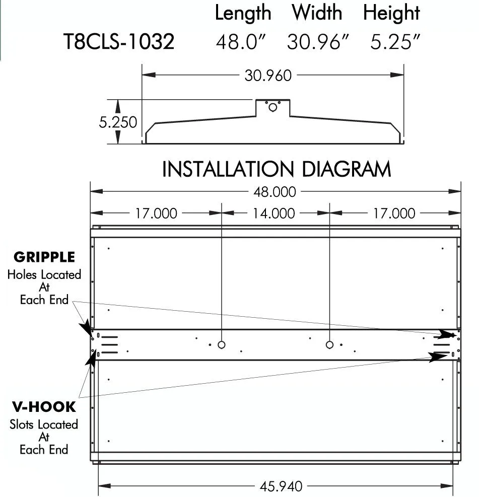 T8 FLUORESCENT CLS 10 LAMP LINEAR LIGHTING FIXTURE