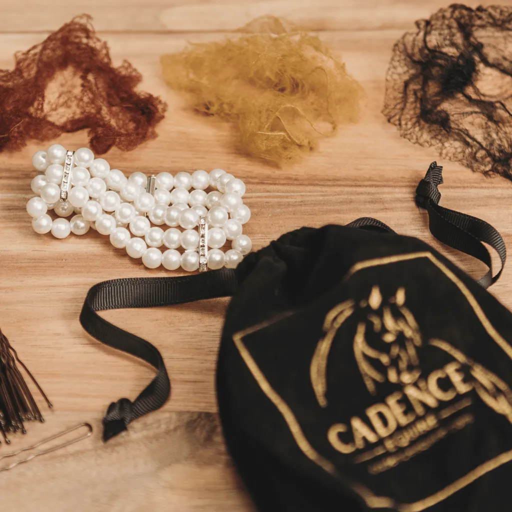 Triple-Row Ivory Pearl Scrunchie and Hair Net Set
